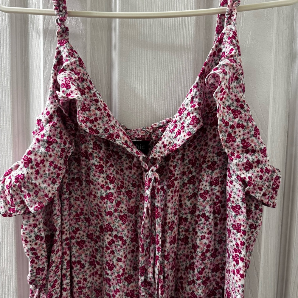 City Chic Pink Floral Ruffle Tie-Front Camisole